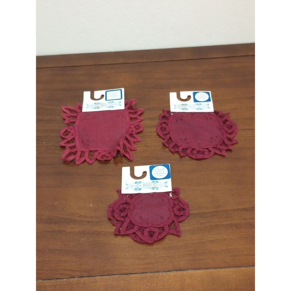Wimpole Street Creations Burgundy Battenburg Lace Doily Collection